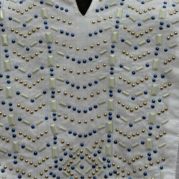 Grand & Greene white embellished boho long sleeve sheer blouse Size XL - Picture 2 of 9